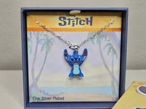 Disney Stitch 3D Pendant Necklace Fine Silver Plated
